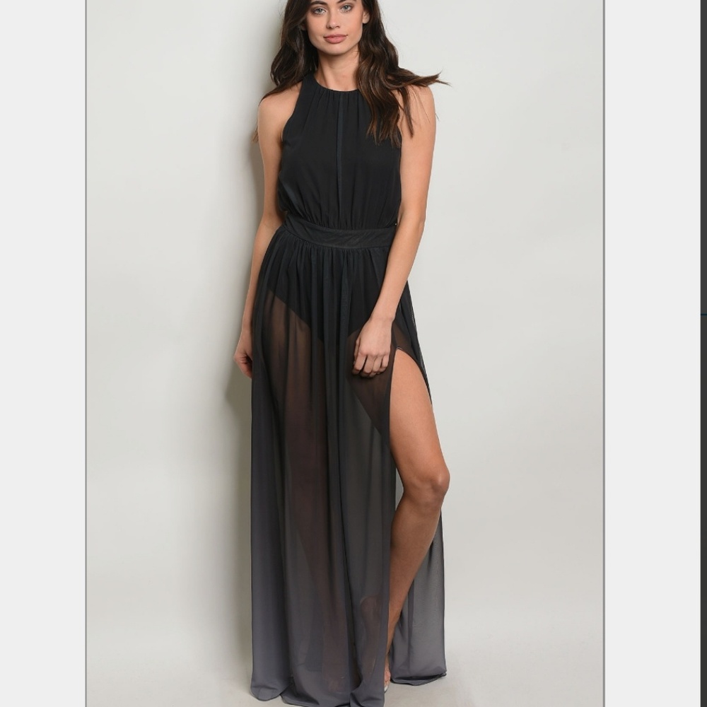 Sheer Ombre bodysuit dress